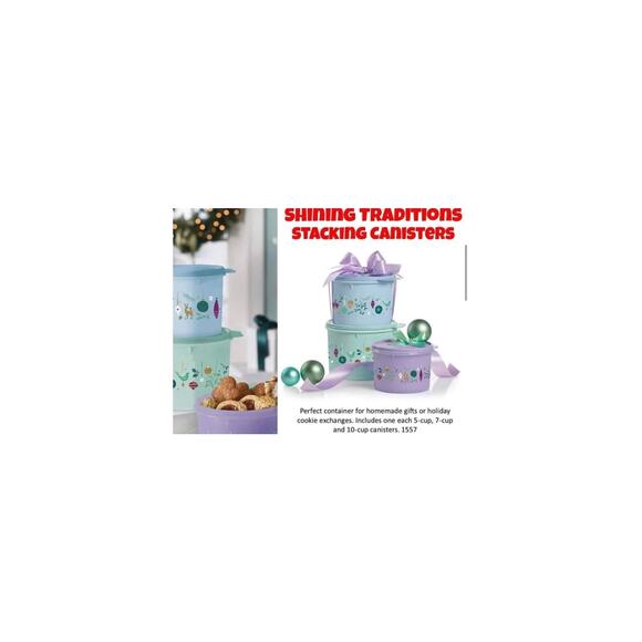 Tupperware Shining Traditions Stacking Canisters Set 3 - Picture 3 of 7